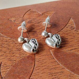 Chrome Hearts "Half Heart Vine" Earrings Pair 925 Sterling Silver (New)